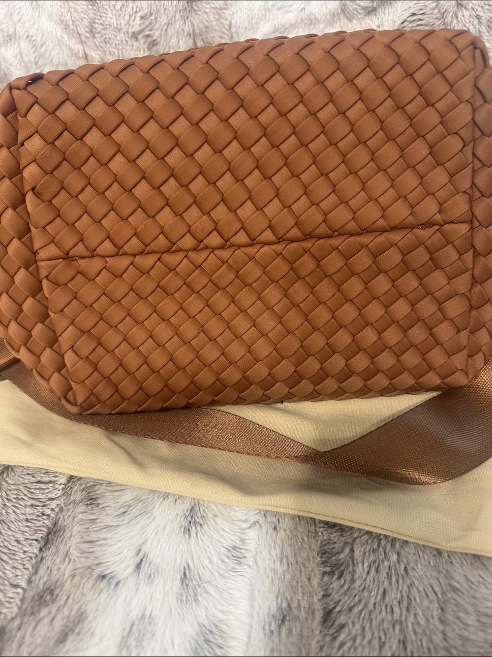 Authentic Naghedi Woven Chestnut Small Tote with Pouch - Picture 2 of 8